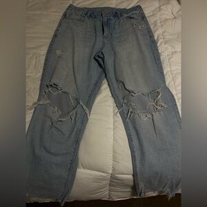 american eagle high rise strigid jeans in light blue